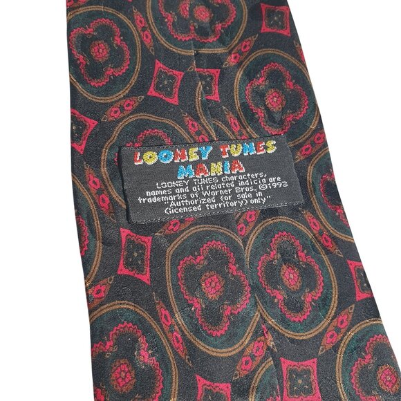 Looney Tunes 1993 Silk Tie Bugs Bunny Road Runner Marvin Foghorn Rooster Novelty - Picture 4 of 5